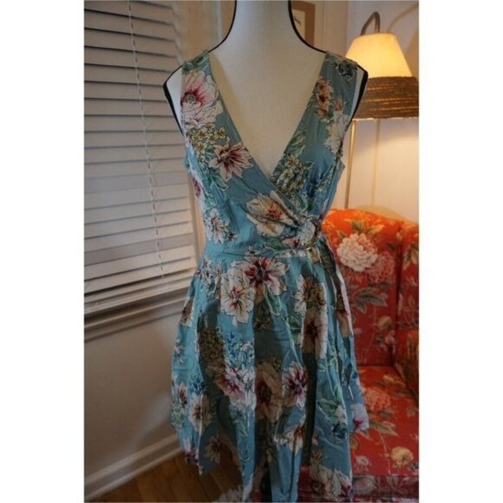 Bailey Blue Floral Wrap Dress, Belted, Size S - Picture 11 of 11